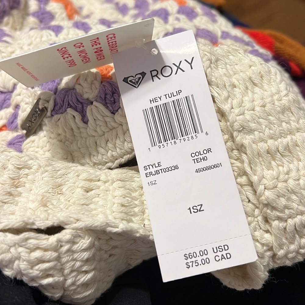 Roxy Cream Crochet Tote with Purple and Orange Flower Motifs - Picture 5 of 5